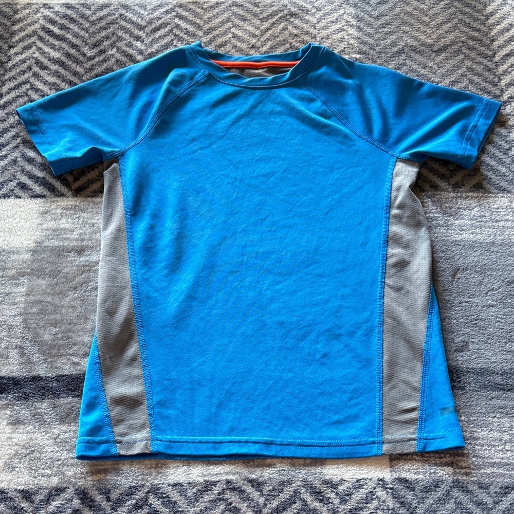 Vibrant Blue and Gray Kids Short Sleeve Tee